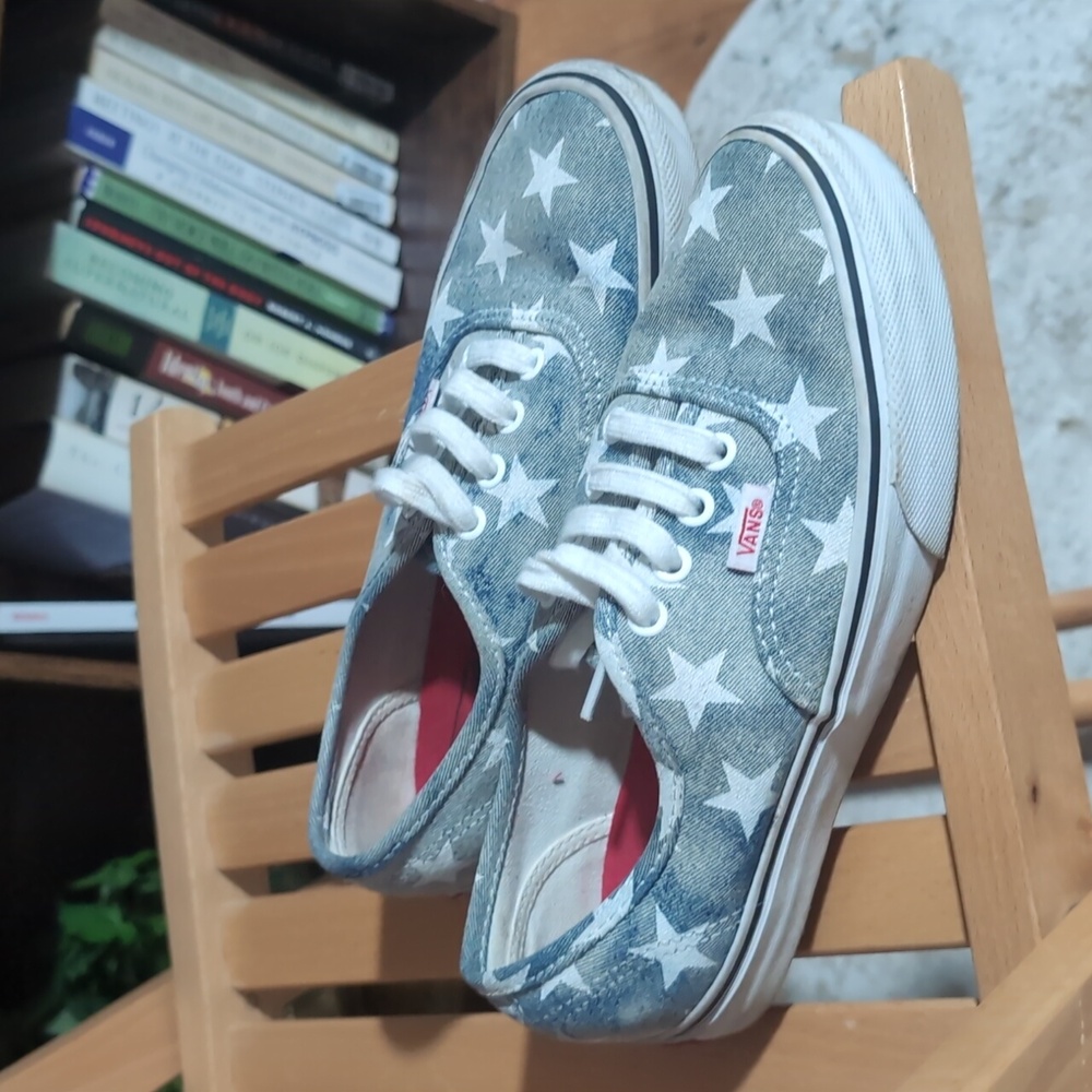 Vans vintage wash star print jean sneakers women's 6 mens 4.5 pre-owned